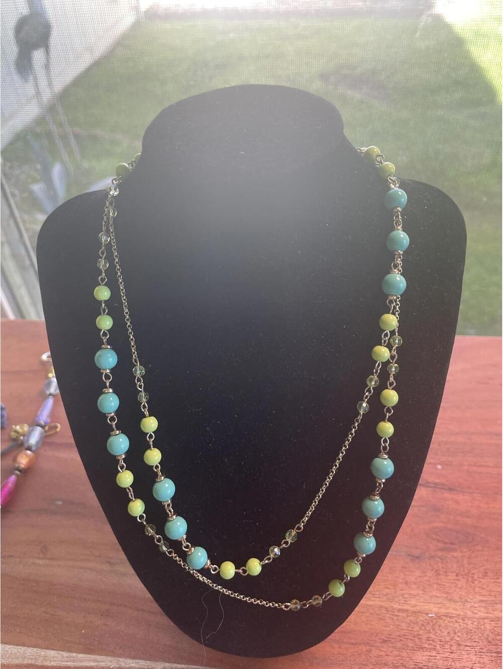 Vintage Banana Republic Green Beaded Necklace